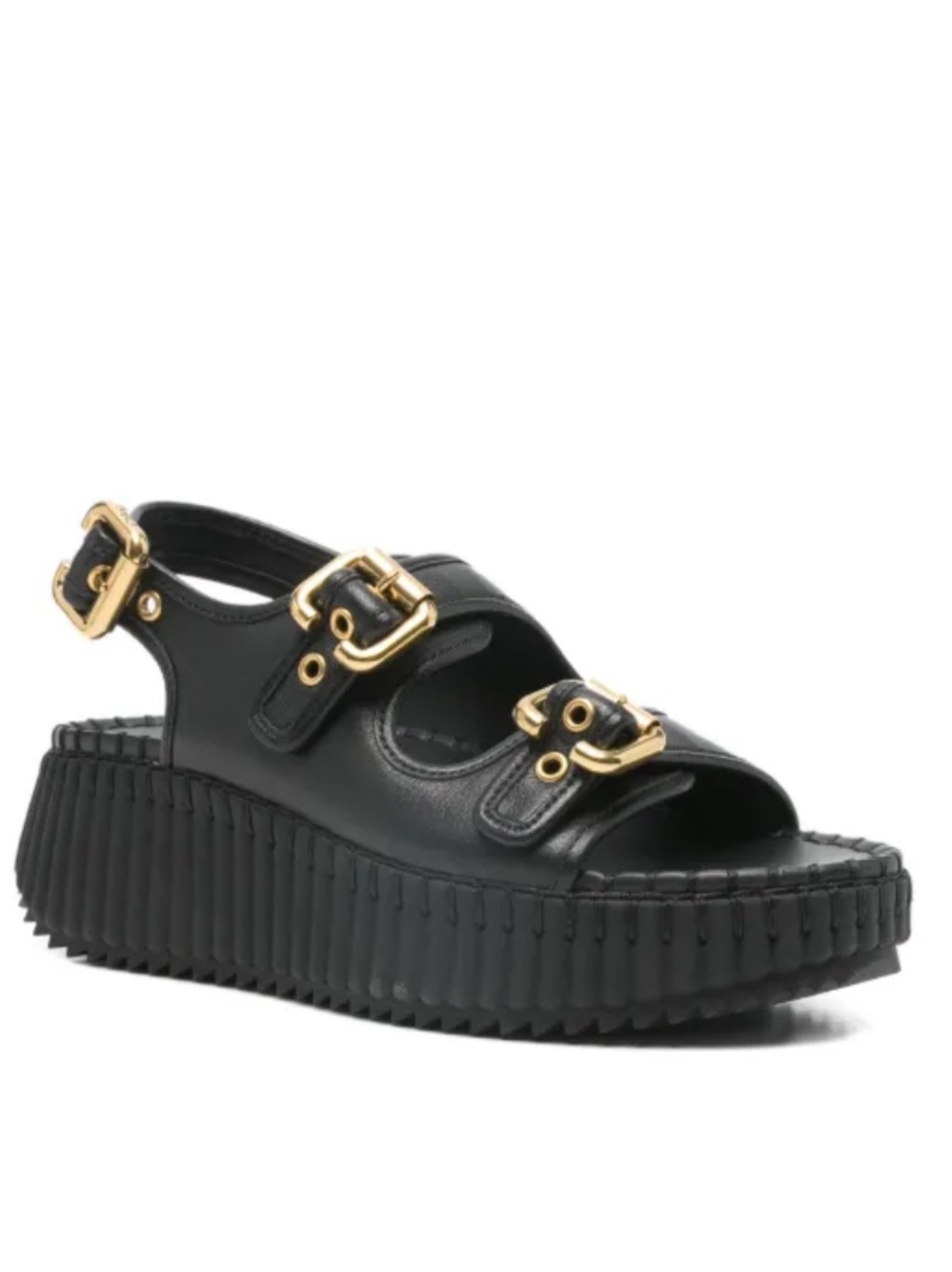 Chloe Nama Black Platform Buckle Sandal- Size 39